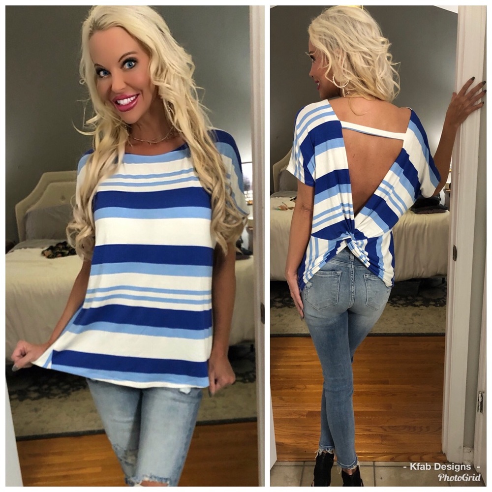 LAST 2! 🛍Dolman Striped Twist Back Top! - Picture 1 of 7